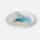 Christmas Beach Zee Turtle Zeeen en Groeten Papieren Bordje (Gekanteld)