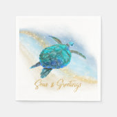 Christmas Beach Zee Turtle Zeeen en Groeten Servet (Voorkant)