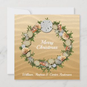 Christmas Beach Zeeschelpen Zeesterren Zand Dollar Feestdagenkaart