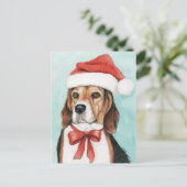 Christmas Beagle Dog Art Postcad Feestdagenkaart (Staand voorkant)