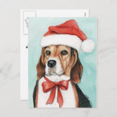 Christmas Beagle Dog Art Postcad Feestdagenkaart (Voorkant / Achterkant)