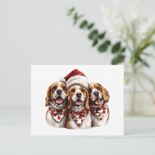 Christmas Beagle Dogs Briefkaart (Staand voorkant)