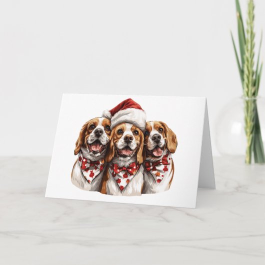 Christmas Beagle Dogs Feestdagen Kaart (Voorkant)