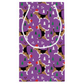 Christmas Beagle Dogs Paarse Santa Hat Patroon Klein Cadeauzakje (Achterkant)