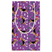 Christmas Beagle Dogs Paarse Santa Hat Patroon Klein Cadeauzakje (Voorkant)