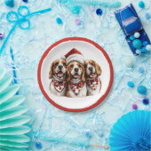 Christmas Beagle Dogs Papieren Bordje (Feest)