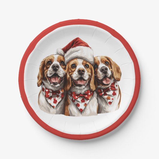 Christmas Beagle Dogs Papieren Bordje (Voorkant)