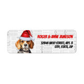 Christmas Beagle Hondenliefhebber retouradres Etiket (Voorkant)