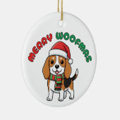 Christmas Beagle Ornament: Merry Woofmas Keramisch Ornament (Rechts)