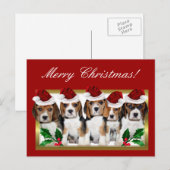Christmas Beagle puppies postcard Feestdagenkaart (Voorkant / Achterkant)