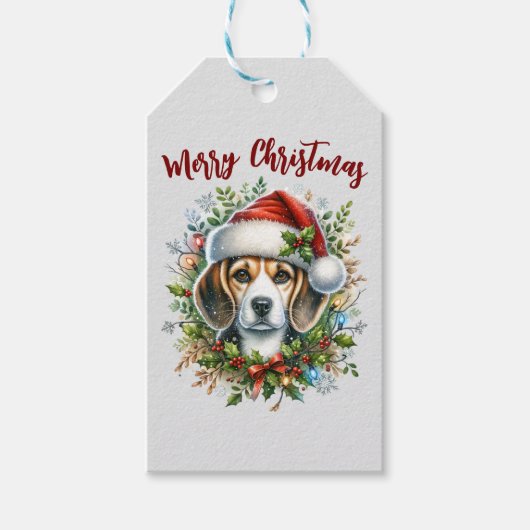 Christmas Beagle Rustic Christmas Farmhouse Style  Cadeaulabel (Voorkant)