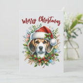 Christmas Beagle Rustic Christmas Farmhouse Style  Feestdagenkaart (Staand voorkant)