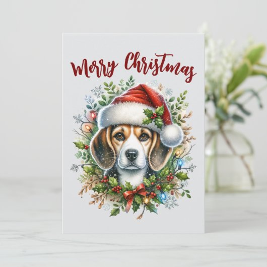 Christmas Beagle Rustic Christmas Farmhouse Style  Feestdagenkaart (Staand voorkant)