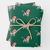 Christmas Beagle Wrapping Paper Sheet Set of 3 (In situ)