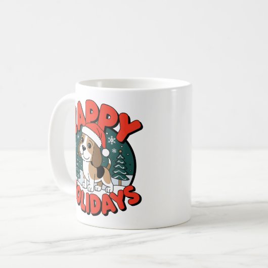 Christmas Beagle Yappy Feestdagen Funny Dog Lover Koffiemok (Voorkant links)
