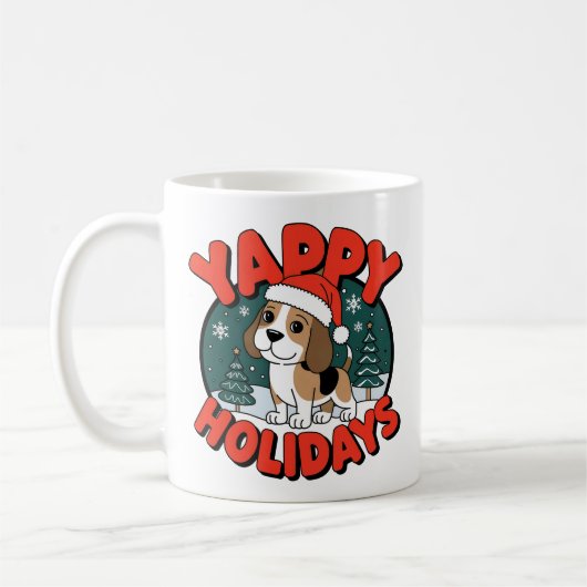 Christmas Beagle Yappy Feestdagen Funny Dog Lover Koffiemok (Links)