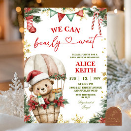 Christmas Bear Air Balloon Santa Boy Baby Shower Kaart