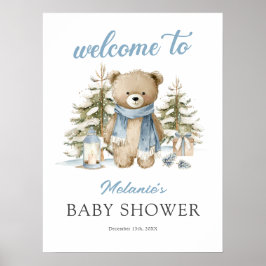 Christmas Bear Baby Shower Welcome Poster