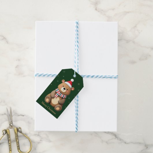 Christmas Bear Cadeaulabel (Met Touw)