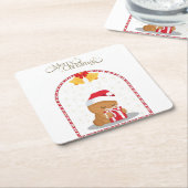 Christmas Bear Gift Coaster Kartonnen Onderzetters (Schuin)
