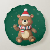 Christmas Bear Rond Kussen (Achterkant)
