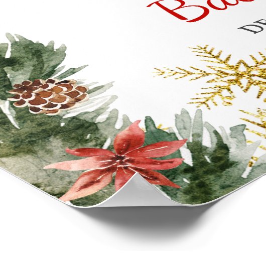 Christmas Bear Santa Boy Baby Shower Welcome Sign Poster (Hoek)