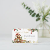 Christmas Bear Santa Boy Diaper Raffle Informatiekaartje (Staand voorkant)