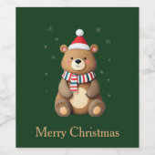 Christmas Bear Wijn Etiket (Enkel label)