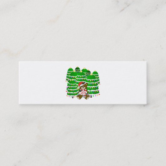 Christmas Bear with JOY Sign and ChristmasTrees Mini Visitekaartje (Voorkant)