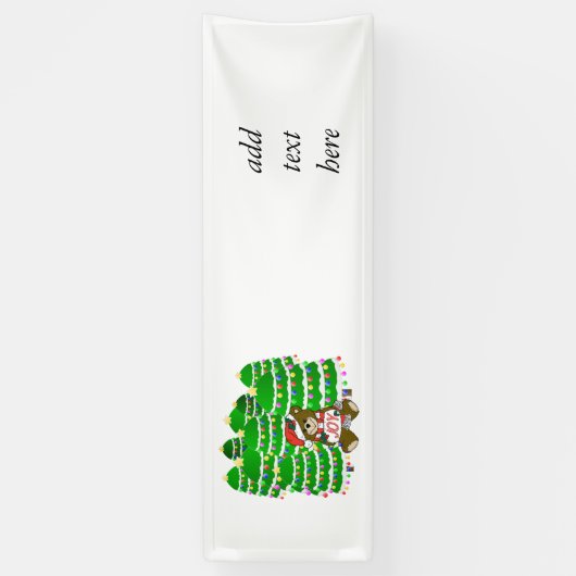 Christmas Bear with JOY Sign and ChristmasTrees Spandoek (Verticaal)