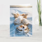 Christmas Bearded Collie Snow Angel Feestdagen Kaart (Voorkant)