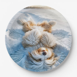 Christmas Bearded Collie Snow Angel Papieren Bordje