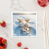 Christmas Bearded Collie Snow Angel Servet (Insitu)