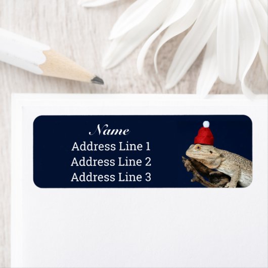 Christmas Bearded Dragon Lizard Retouradres Etiket (Insitu)