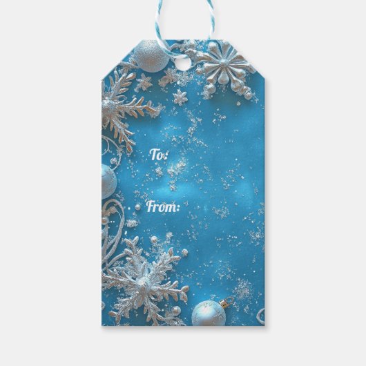 Christmas Beautiful Glitter Snowflakes Ornaments Cadeaulabel (Voorkant)