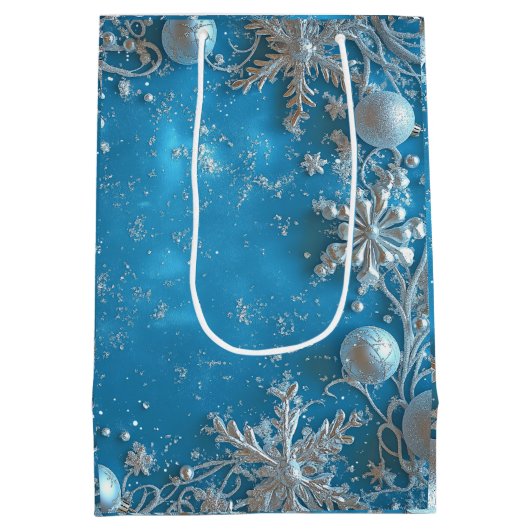 Christmas Beautiful Glitter Snowflakes Ornaments Medium Cadeauzakje (Achterkant)