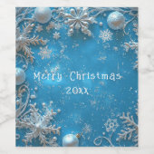 Christmas Beautiful Glitter Snowflakes Ornaments Wijn Etiket (Enkel label)