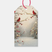 Christmas Beautiful Red Cardinals Winter Snow Cadeaulabel (Voorkant)