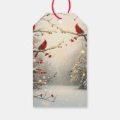 Christmas Beautiful Red Cardinals Winter Snow Cadeaulabel (Achterkant)