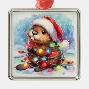 Christmas Beaver Ornament