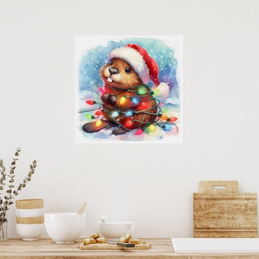 Christmas Beaver Poster (Keuken)
