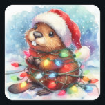 Christmas Beaver Stickers<br><div class="desc">Kerstbever stickers</div>