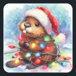Christmas Beaver Stickers<br><div class="desc">Kerstbever stickers</div>
