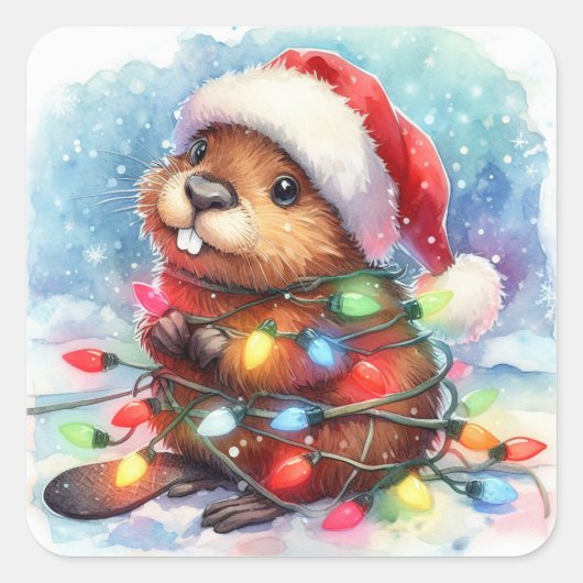 Christmas Beaver Stickers (Voorkant)
