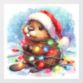 Christmas Beaver Venster Cling Raamsticker (Vel)