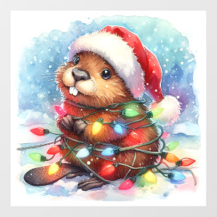 Christmas Beaver Venster Cling Raamsticker
