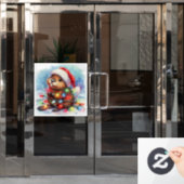 Christmas Beaver Venster Cling Raamsticker (Kantoordeur)