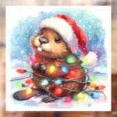 Christmas Beaver Venster Cling Raamsticker (Vel 2)