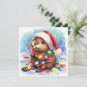 Christmas Beaver Wenskaart Feestdagenkaart (Staand voorkant)