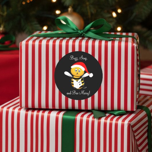 Christmas Bee Singing Bee Merry! Ronde Sticker